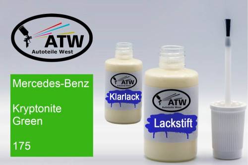 Mercedes-Benz, Kryptonite Green, 175: 20ml Lackstift + 20ml Klarlack - Set, von ATW Autoteile West.